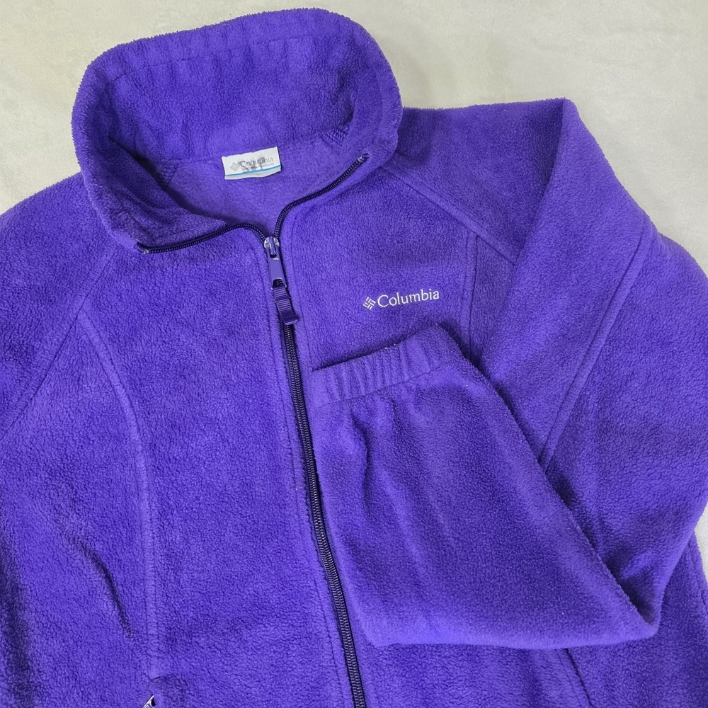 Columbia Zip Up Fleece Jacket Women's Medium Dark Purple Long Sleeve Pockets
